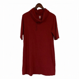 Fig Cowl Neck Short Sleeve Dress Size Large Colour Cinnamon